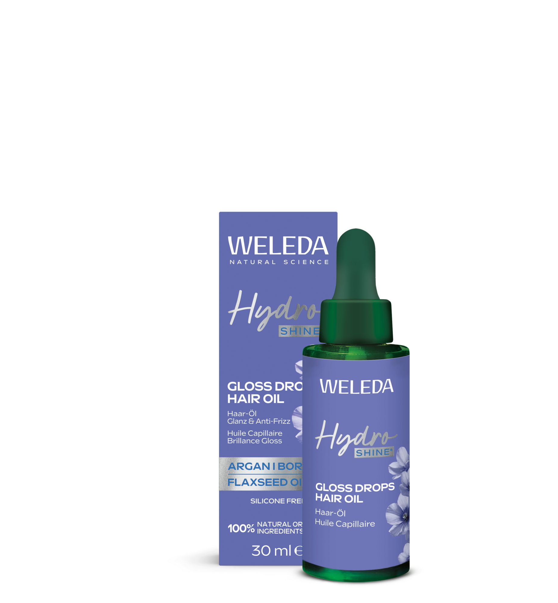 Weleda Hydra Shine Gloss juukseõli 30ml Weleda Hydra Shine Gloss Drops juukseõli